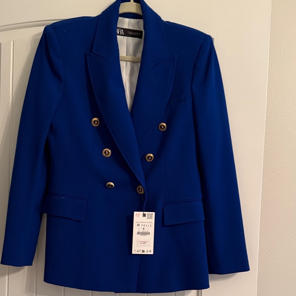 Zara Royal Blue Double-Breasted Blazer